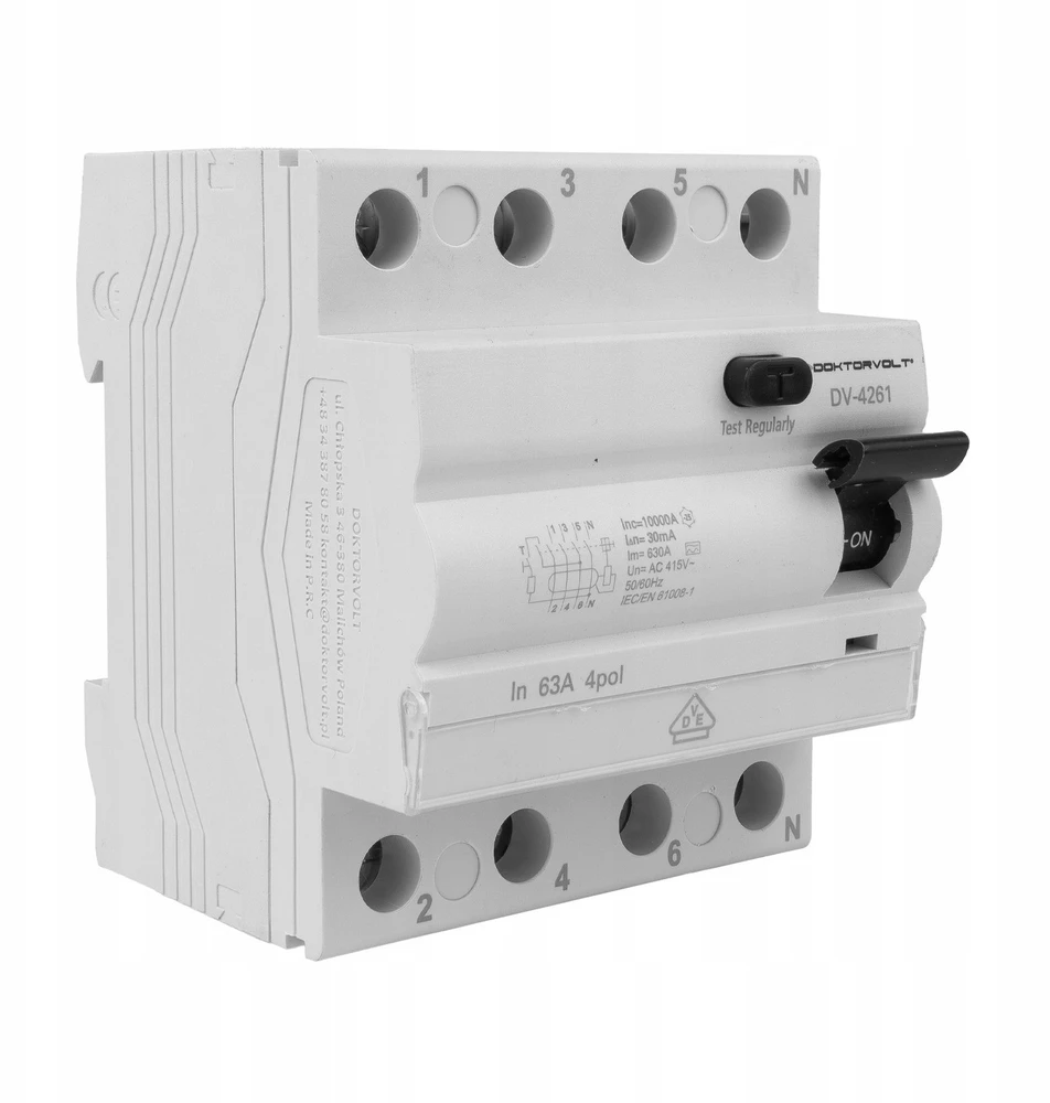 RCCB 10kA 4P 63A 30mA A tipo VDE Doktorvolt DV-4261