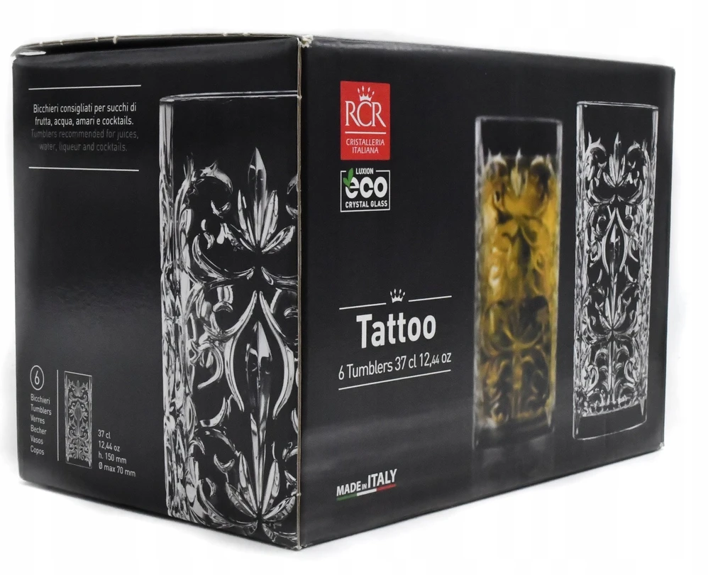 Stiklinės RCR TATTOO, 368 ml, 6 vnt.
