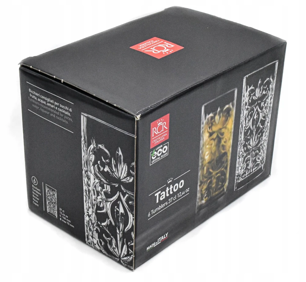 Stiklinės RCR TATTOO, 368 ml, 6 vnt.