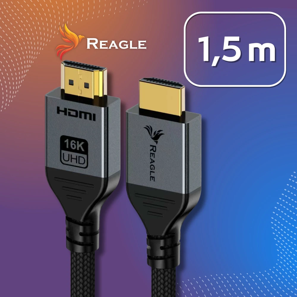 Reagle HDMI KABELIS 1,5 m 96 Gbit/s 16K 4K 480 Hz HDR10+ DOLBY HDCP 2.3 2.1