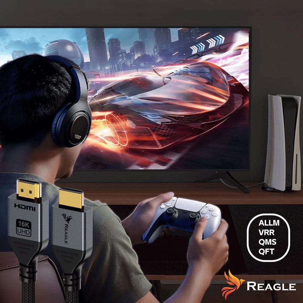Reagle HDMI KABELIS 1,5 m 96 Gbit/s 16K 4K 480 Hz HDR10+ DOLBY HDCP 2.3 2.1