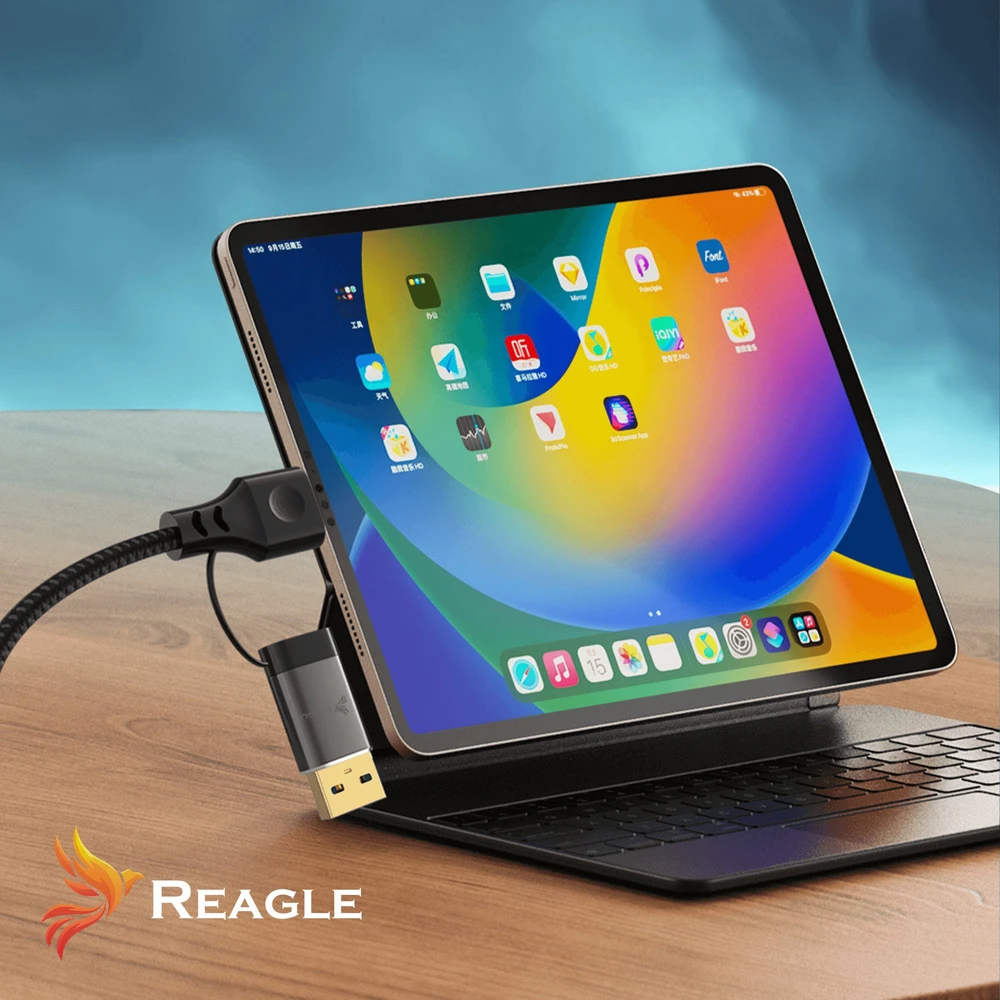 Reagle Tinklo kabelis ETHERNET 2W1 USB-C USB-A LAN laidui RJ45 1Gb/s 3M