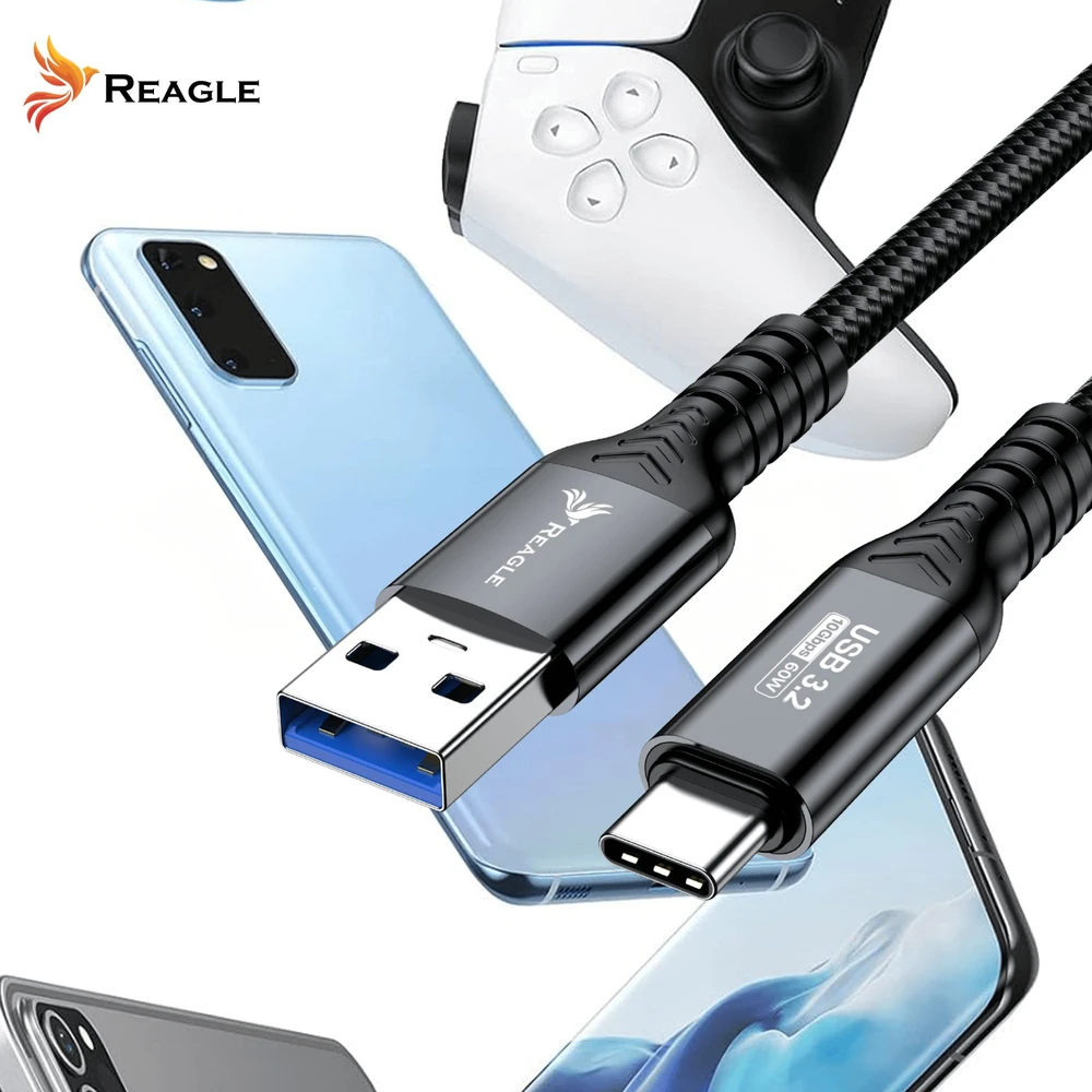 Reagle USB C - USB-A 5 m laidas, skirtas OCULUS STEAM VR QUEST 3 3S META tethering, USB-A PD 60 W 10 Gbps REAGLE