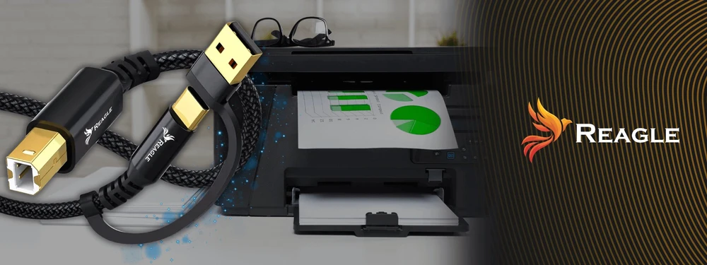 Reagle USB kabelis spausdintuvui 3 m skaitytuvui 2 viename USB-A USB-B HP BROTHER EPSON + USB-C