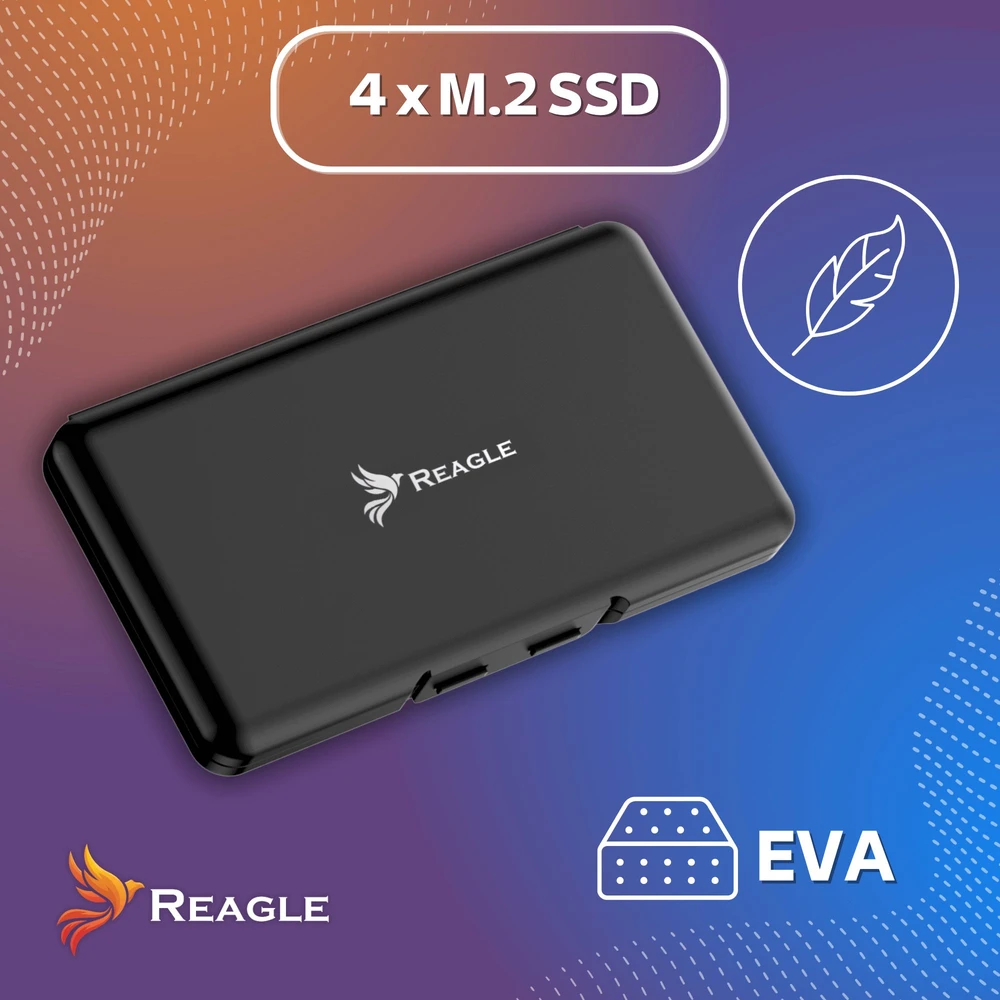 Reagle Dėžutė apsauginis dėklas 4 M.2 SSD NVME SATA diskams iš EVA putų