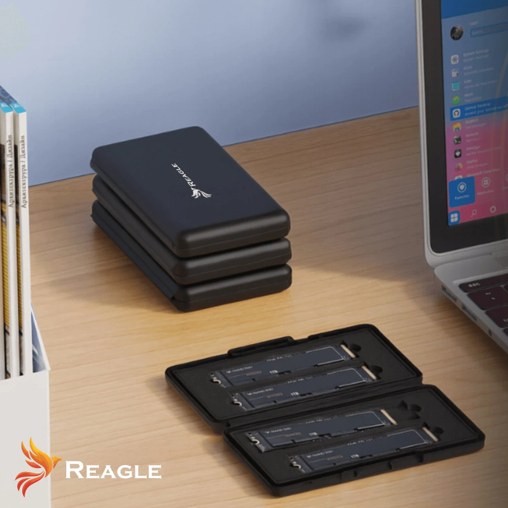 Reagle Dėžutė apsauginis dėklas 4 M.2 SSD NVME SATA diskams iš EVA putų