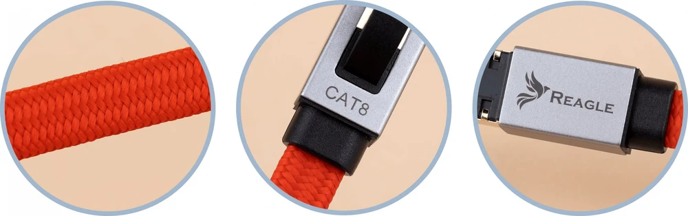 Reagle Reagle Kabelis Sieciowy LAN ETHERNET RJ45 Cat8 40Gbps 15M Skrętka Płaski