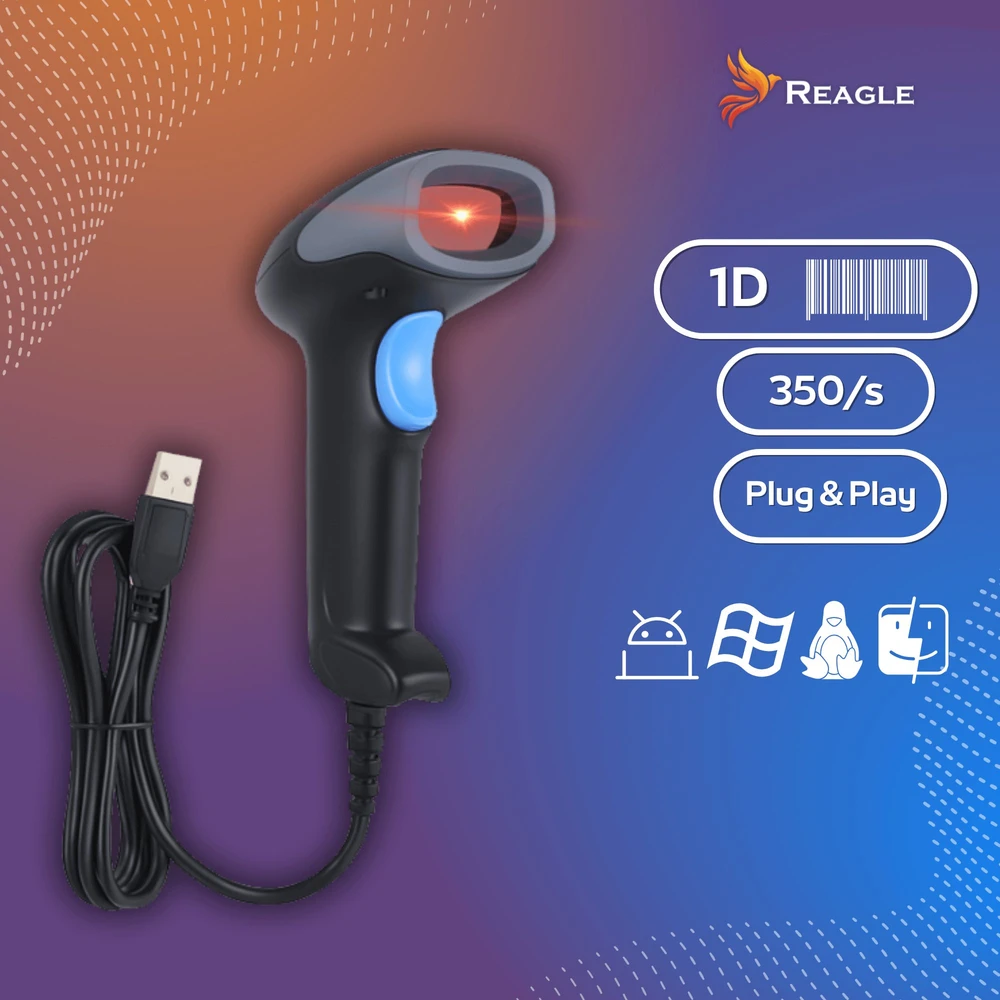 Reagle Brūkšninių kodų 1D EAN skaitytuvas stacionarus laidinis lazerinis USB