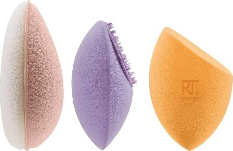 Real Techniques kempinėlė makiažui Real Techniques kempinėlė + švytėjimo suteikianti veido oda (3 vnt.)