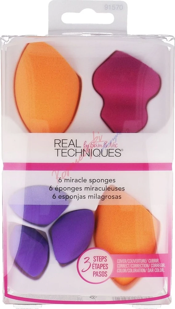 Real Techniques Sponges Set makiažo kempinėlių rinkinys (kempinėlė pagrindo tepimui x2 + mini kempinėlė x3 + kempinėlė kontūravimui)