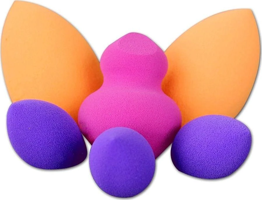 Real Techniques Sponges Set makiažo kempinėlių rinkinys (kempinėlė pagrindo tepimui x2 + mini kempinėlė x3 + kempinėlė kontūravimui)