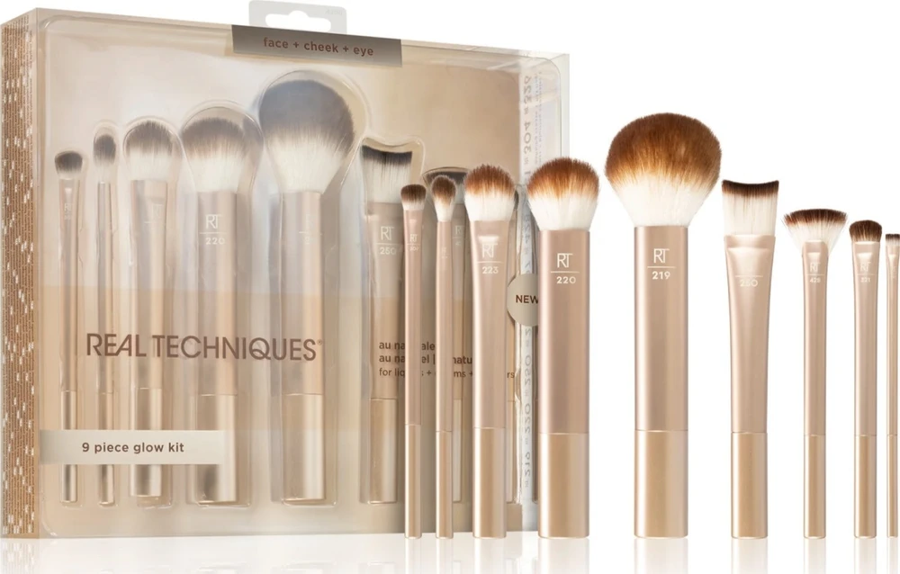 Real Techniques Au Naturale makiažo šepetėlių rinkinys, 9 vnt.