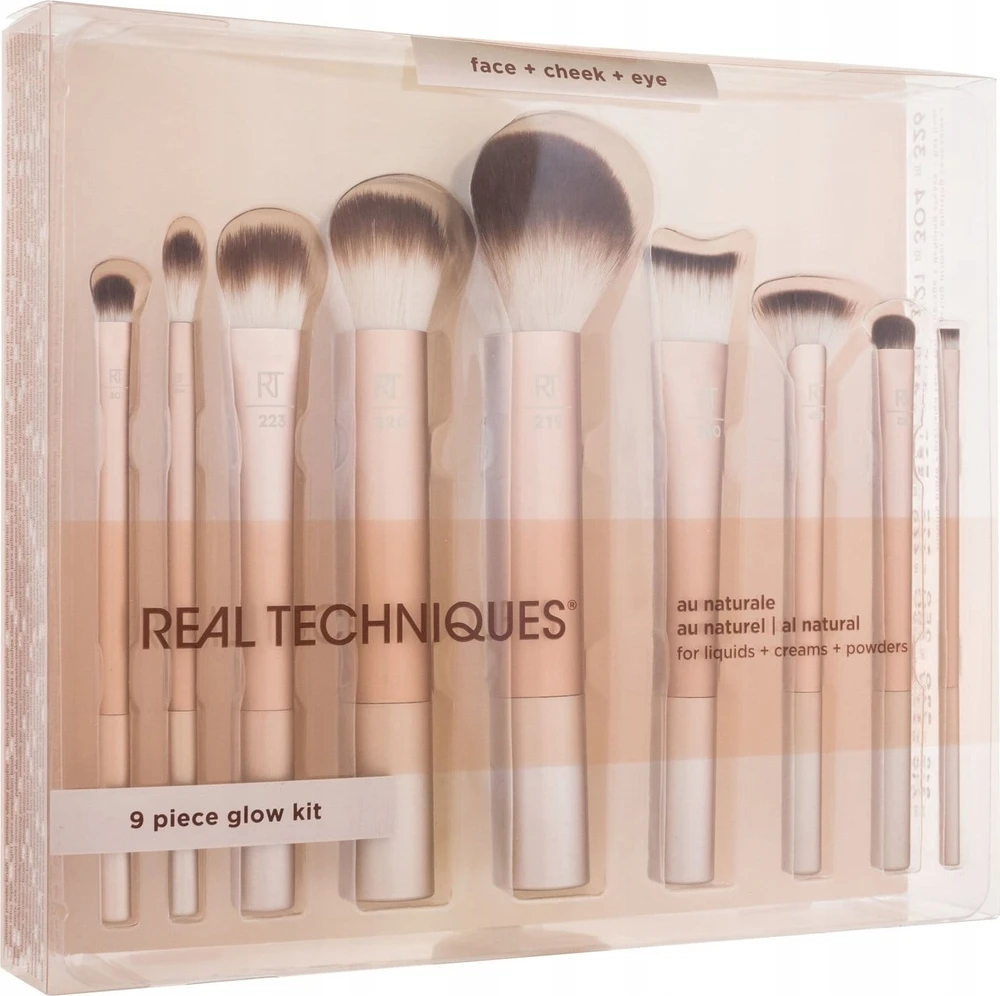 Real Techniques Au Naturale makiažo šepetėlių rinkinys, 9 vnt.