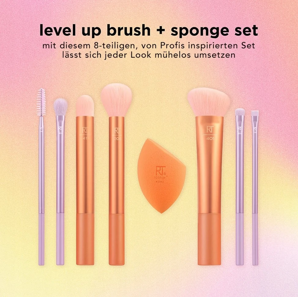 „Real Techniques“ šepečiai „Level Up“ + kempinėlių rinkinys