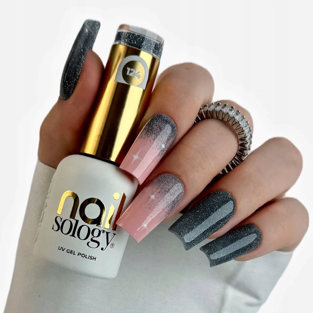 Realac Clavier Nailsology hibridinis nagų lakas su blizgučiais 124 Sea Life Mėlyna 8ml