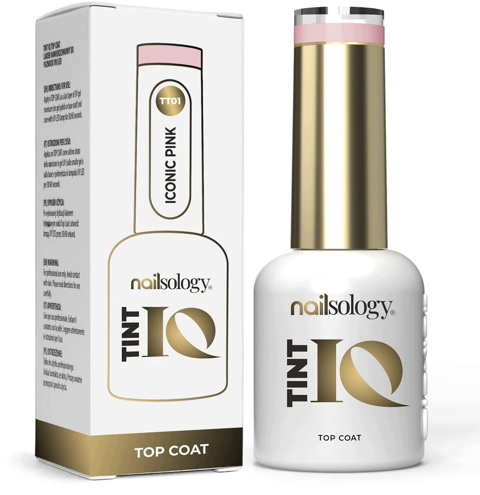 Clavier Nailsology Tint IQ Top Coat hibridinis viršutinis lakas TT01 Iconic rožinis 8 ml