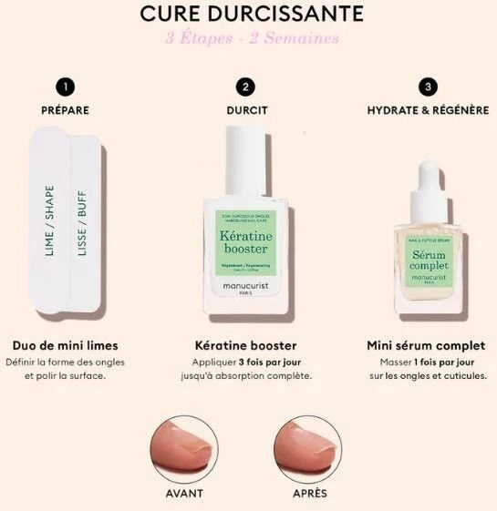 Manucurist 3-Step Strengthening Care Routine komplektas do pielęgnacji miękkich i zniszczonych paznokci