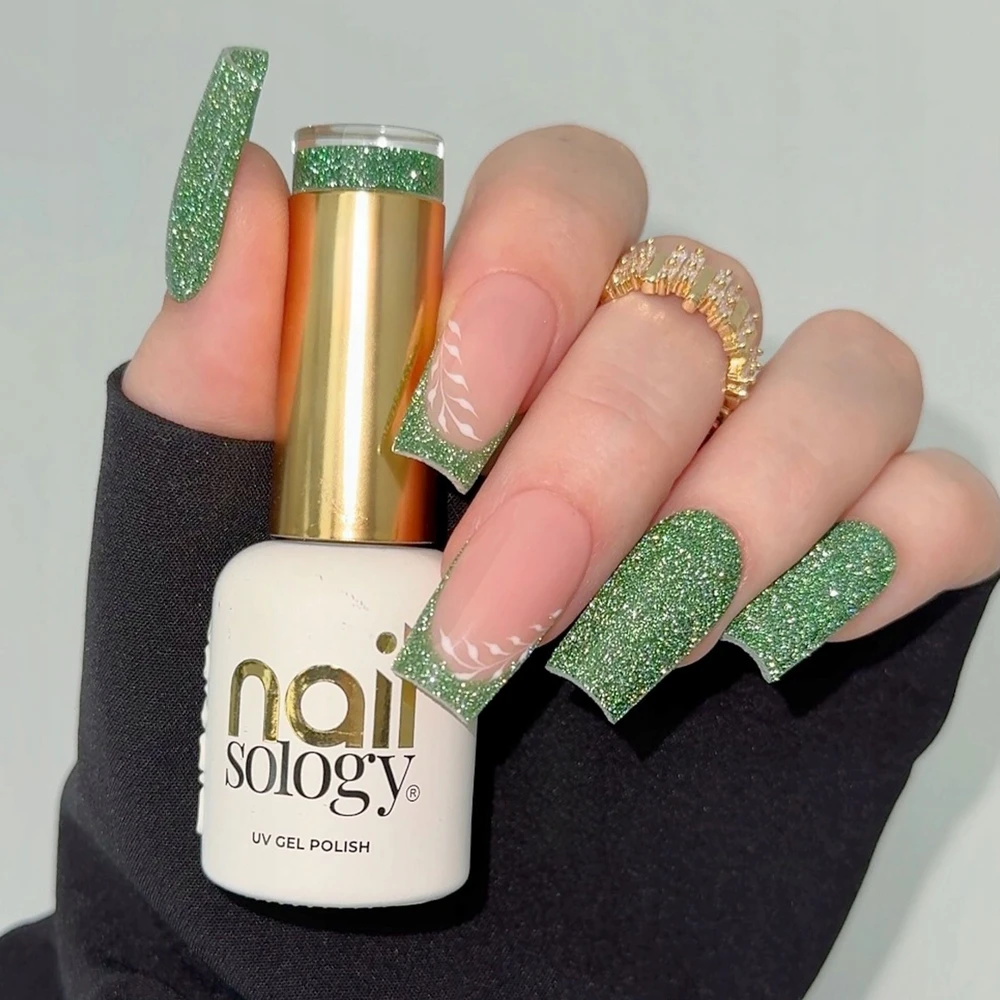 Realac Clavier Nailsology hibridinis nagų lakas su blizgučiais 128 Žalias Twilight 8ml