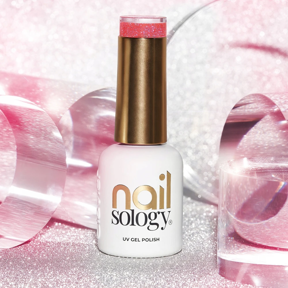 Realac Clavier Nailsology hibridinis lakas su blizgučiais 129 Lambada Rožinė 8ml