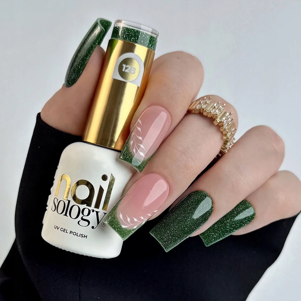 Realac Clavier Nailsology hibridinis nagų lakas su blizgučiais 128 Žalias Twilight 8ml