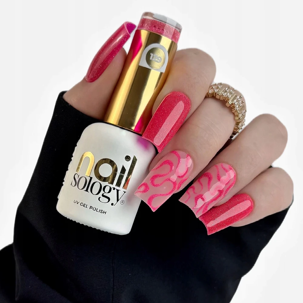 Realac Clavier Nailsology hibridinis lakas su blizgučiais 129 Lambada Rožinė 8ml