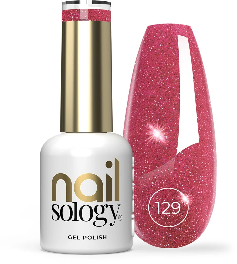 Realac Clavier Nailsology hibridinis lakas su blizgučiais 129 Lambada Rožinė 8ml