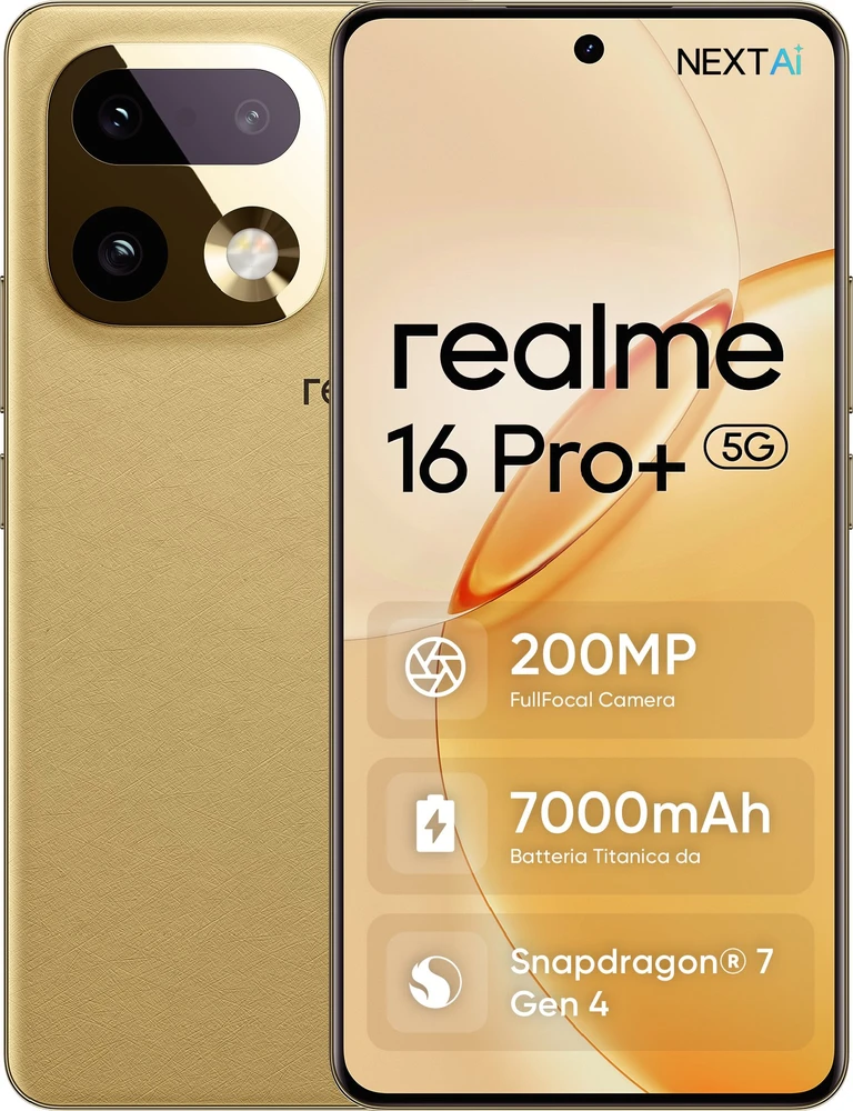 Išmanusis telefonas REALME 16 Pro+ 5G 8/512GB Master Gold
