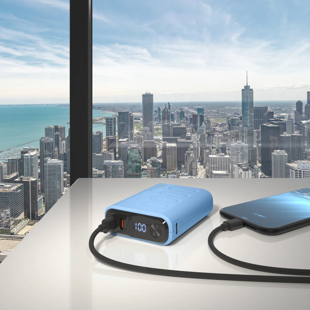 Realpower Powerbank PB-10000C PD+ su 3x Type-C, purpurinė