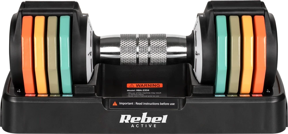 Hantle Automatiškai reguliuojami ketaus hanteliai, 2 x 5kg rinkinys, 1kg žingsniai, REBEL ACTIVE
