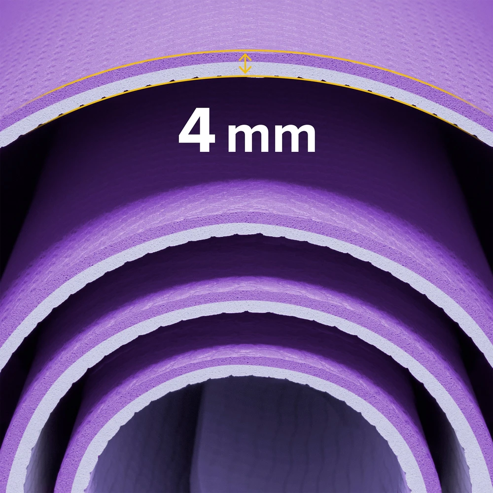 Mata Gimnastikos kilimėlis jogai, pilatesui, fitnesui, 183x61cm, 4mm storio, TPE medžiaga, violetinė, REBEL ACTIVE