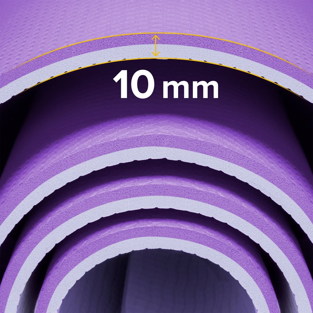 Mata Gimnastikos kilimėlis jogai, pilatesui, fitnesui, 200x90cm, 1cm storio, TPE medžiaga, violetinė, REBEL ACTIVE