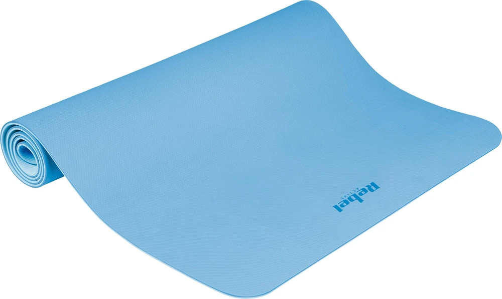 Mata Gimnastikos kilimėlis jogai, pilatesui, fitnesui, 200x90cm, 1cm storio, TPE medžiaga, mėlynas, REBEL ACTIVE