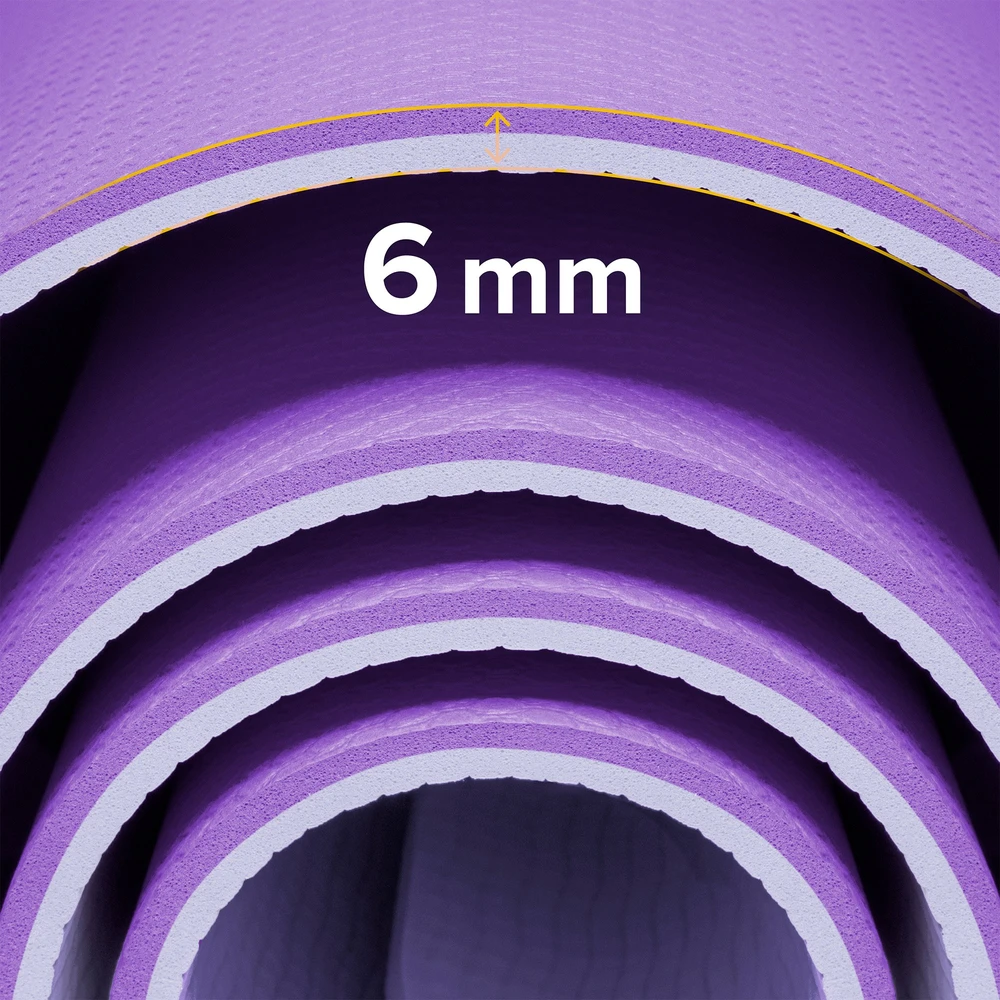 Mata Gimnastikos kilimėlis jogai, pilatesui, fitnesui, 183x61cm, 6mm storio, TPE medžiaga, violetinė, REBEL ACTIVE