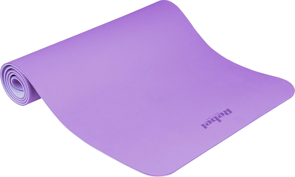 Mata Gimnastikos kilimėlis jogai, pilatesui, fitnesui, 183x61cm, 1cm storio, TPE medžiaga, violetinė, REBEL ACTIVE