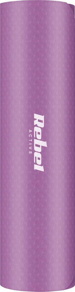 Gimnastikos kilimėlis jogai, pilatesui, fitnesui, 183x61cm, storis 6mm, TPE medžiaga, violetinė, REBEL ACTIVE