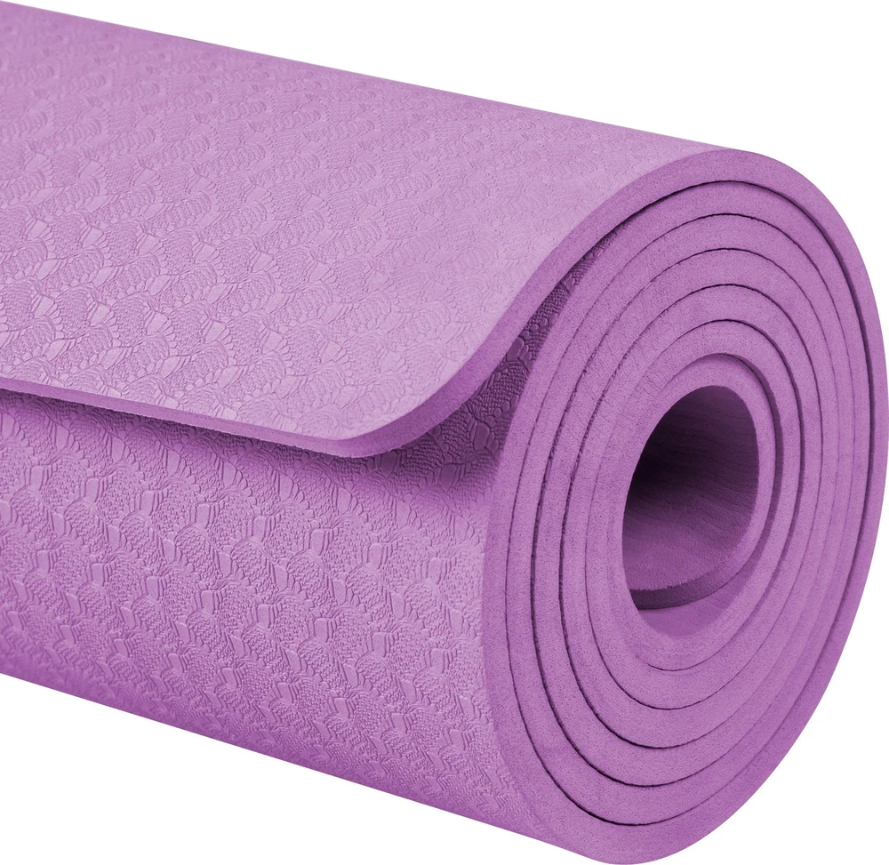 Gimnastikos kilimėlis jogai, pilatesui, fitnesui, 183x61cm, storis 6mm, TPE medžiaga, violetinė, REBEL ACTIVE