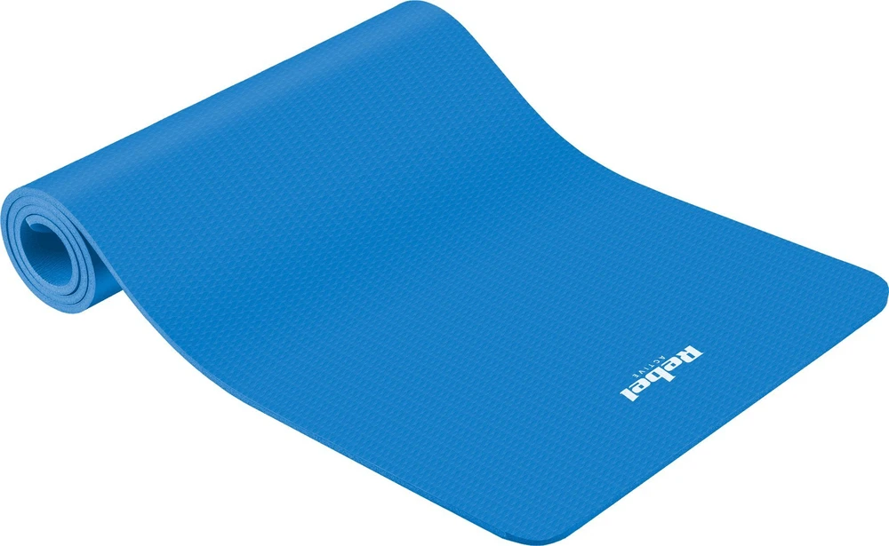 Gimnastikos kilimėlis jogai, pilatesui, fitnesui, 183x61cm, storis 6mm, medžiaga TPE, mėlyna, REBEL ACTIVE