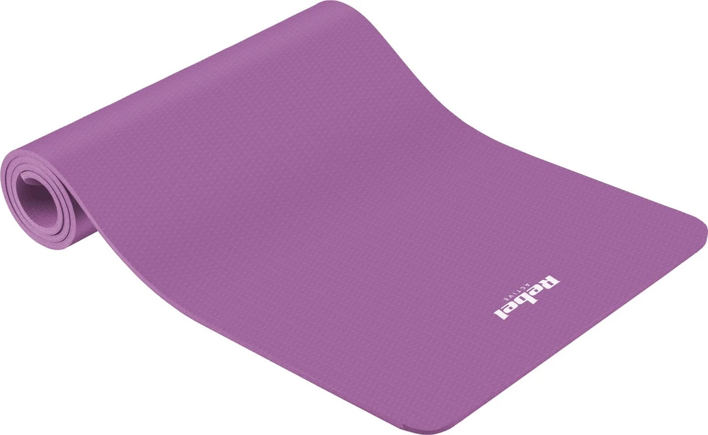 Gimnastikos kilimėlis jogai, pilatesui, fitnesui, 183x61cm, storis 6mm, TPE medžiaga, violetinė, REBEL ACTIVE