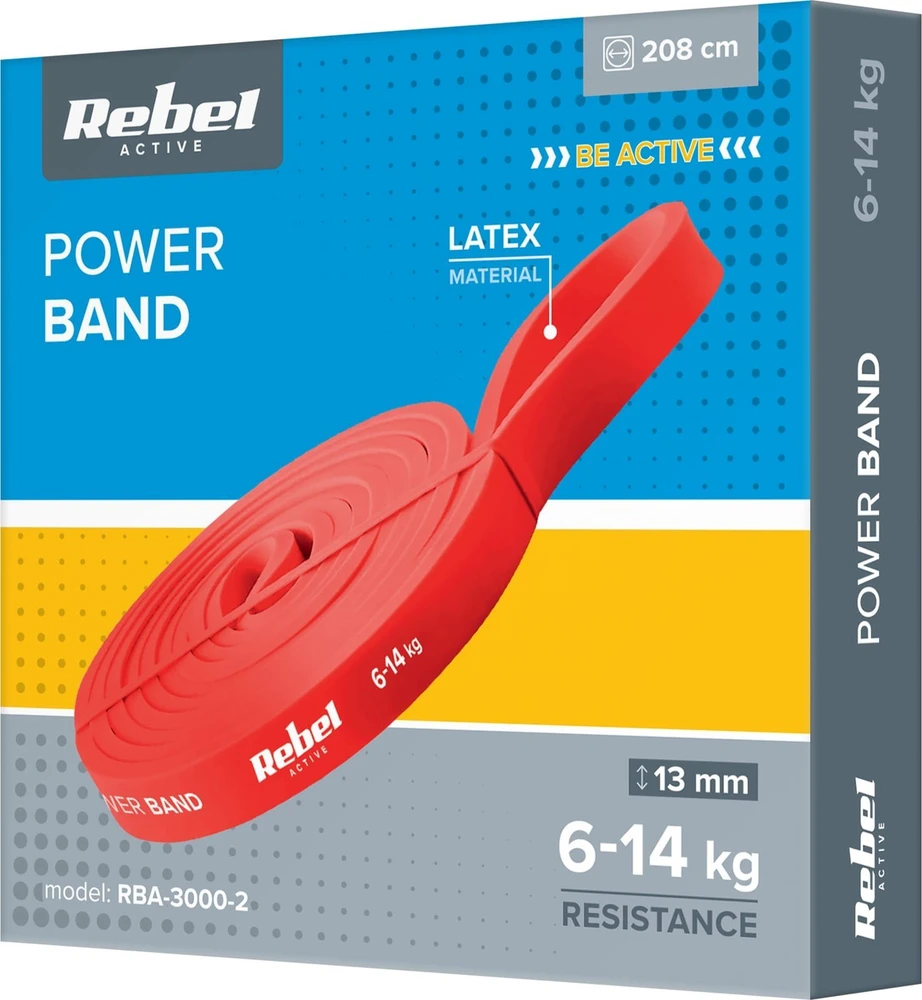 Latekso mankštos juosta - Power Band PL-2, raudona 6-14 kg REBEL ACTIVE