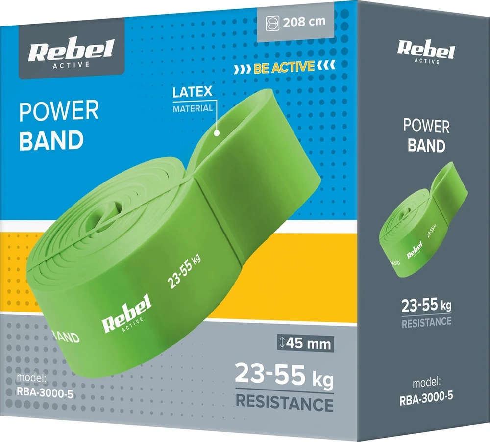 Latekso mankštos juosta - Power Band PL-5, žalia 23-55 kg REBEL ACTIVE