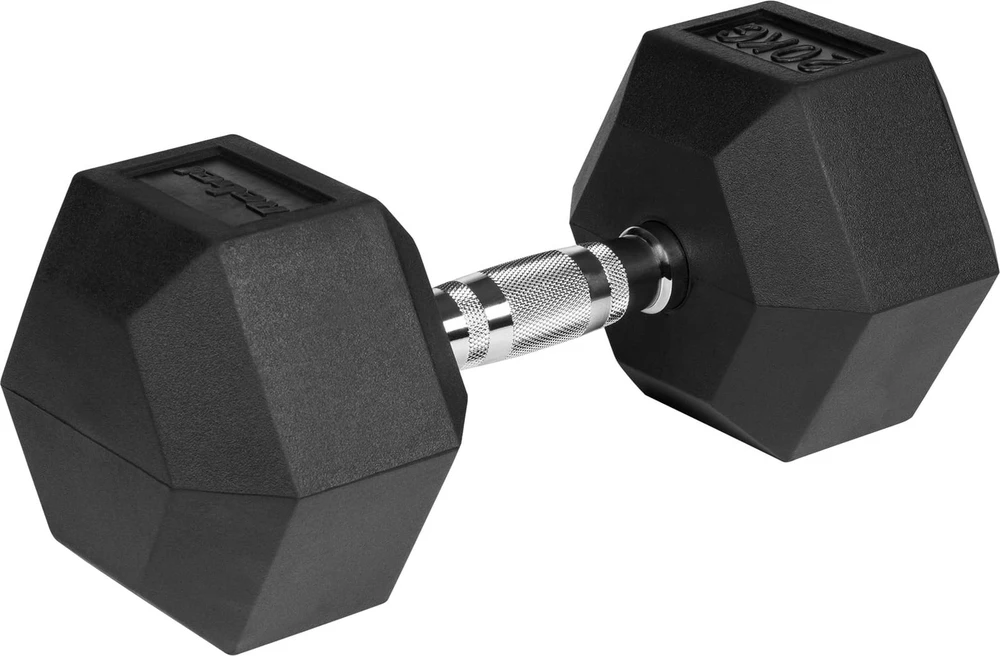 Gumuotas ketaus hantelis HEX 20kg, REBEL ACTIVE