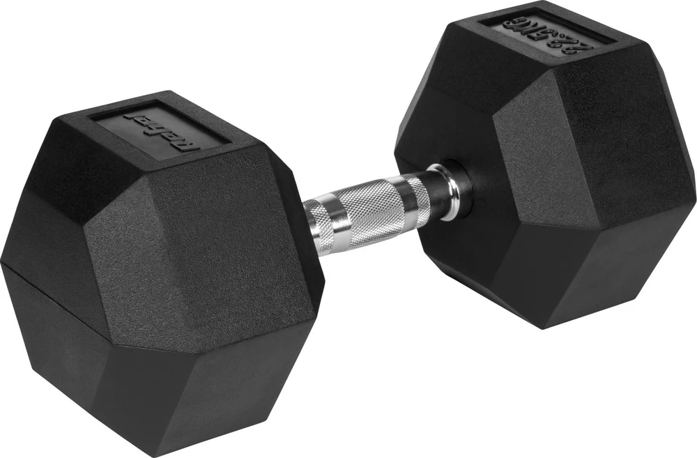 Gumuotas ketaus hantelis HEX 22.5kg REBEL ACTIVE