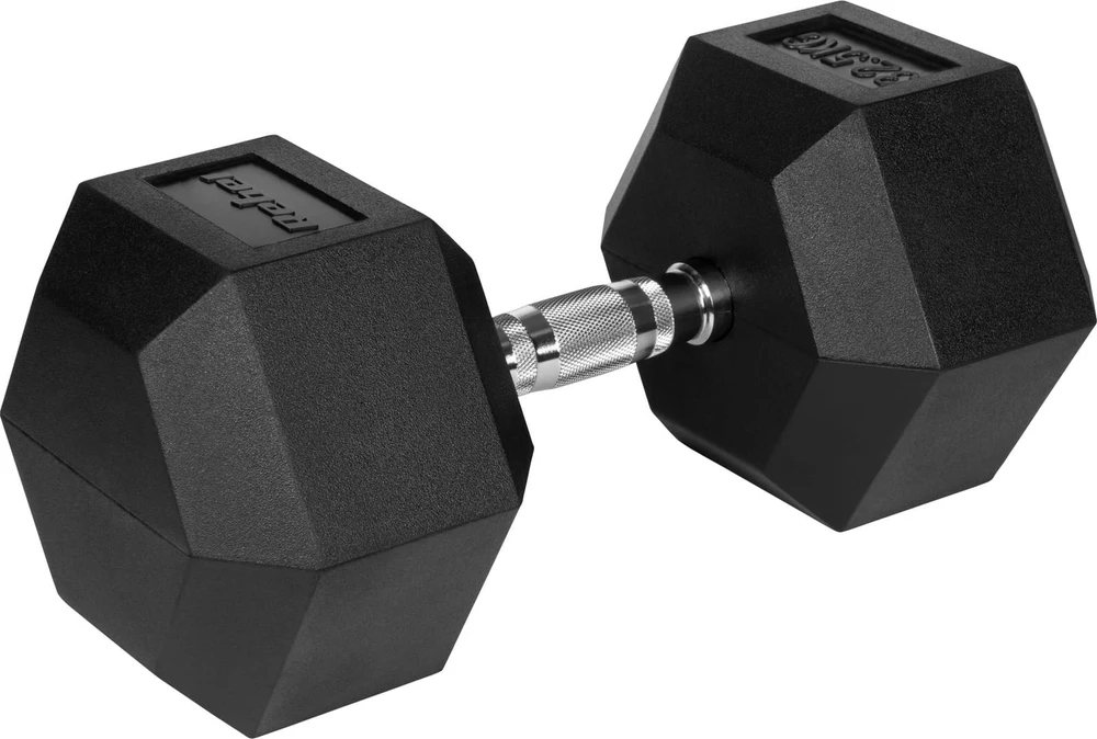 Gumuotas ketaus hantelis HEX 32.5kg REBEL ACTIVE
