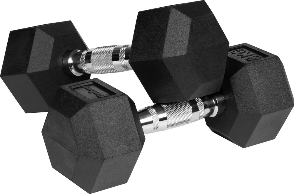 Gumuoti ketaus hanteliai HEX 2x8kg, REBEL ACTIVE