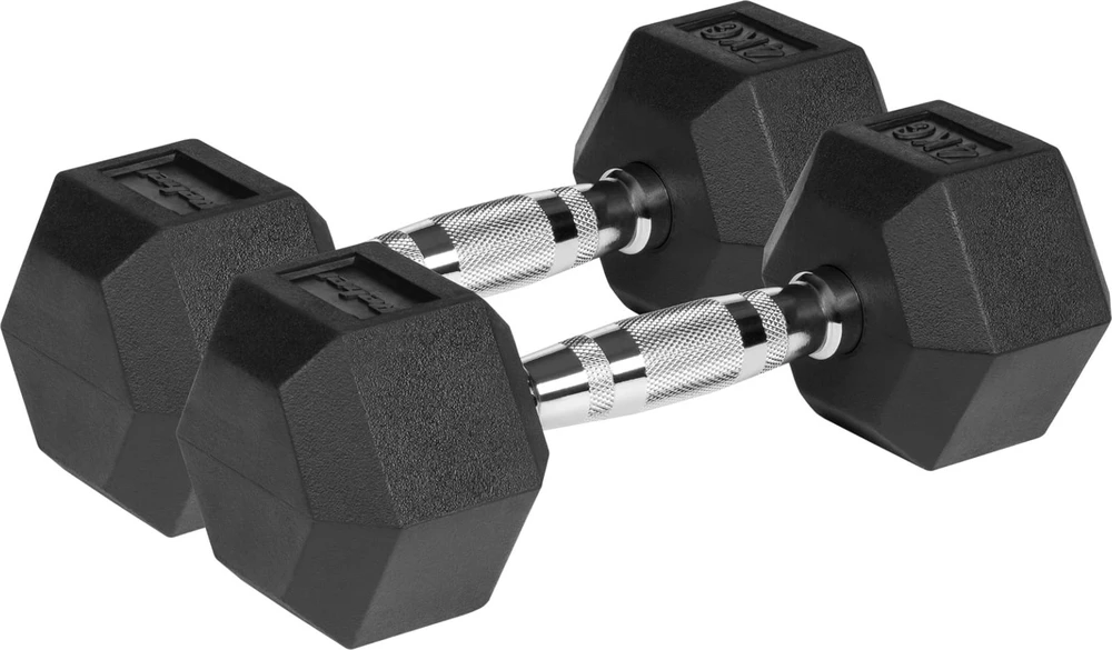 Gumuoti ketaus hanteliai HEX 2x4kg, REBEL ACTIVE
