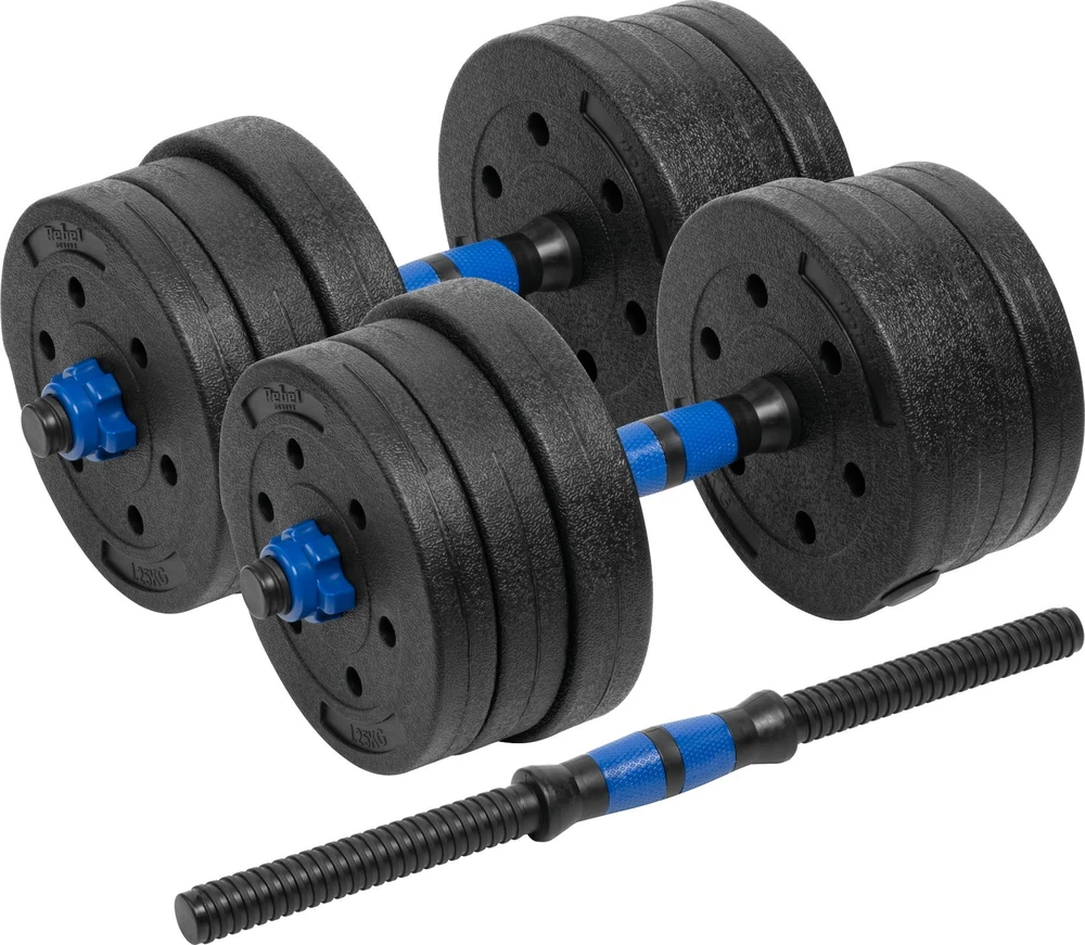 Reguliuojami bituminiai hanteliai su jungtimi 2x10kg, REBEL ACTIVE