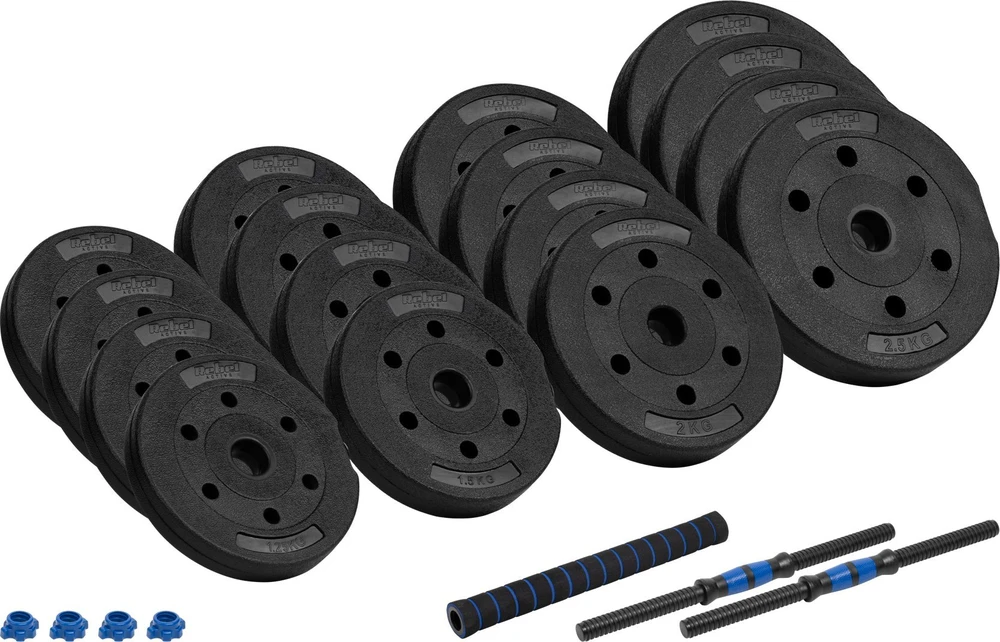 Reguliuojami bituminiai hanteliai su jungtimi 2x15kg, REBEL ACTIVE