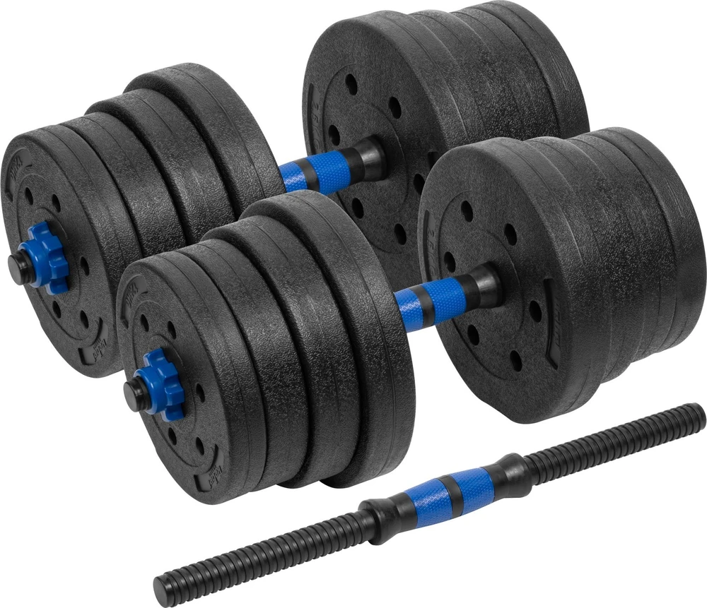 Reguliuojami bituminiai hanteliai su jungtimi 2x15kg, REBEL ACTIVE