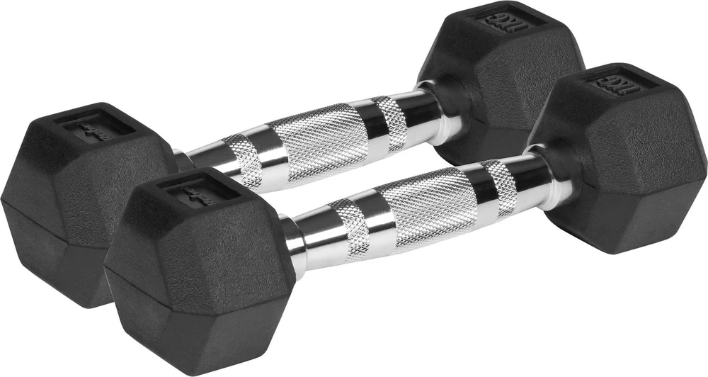 Gumuoti ketaus hanteliai HEX 2x1kg, REBEL ACTIVE