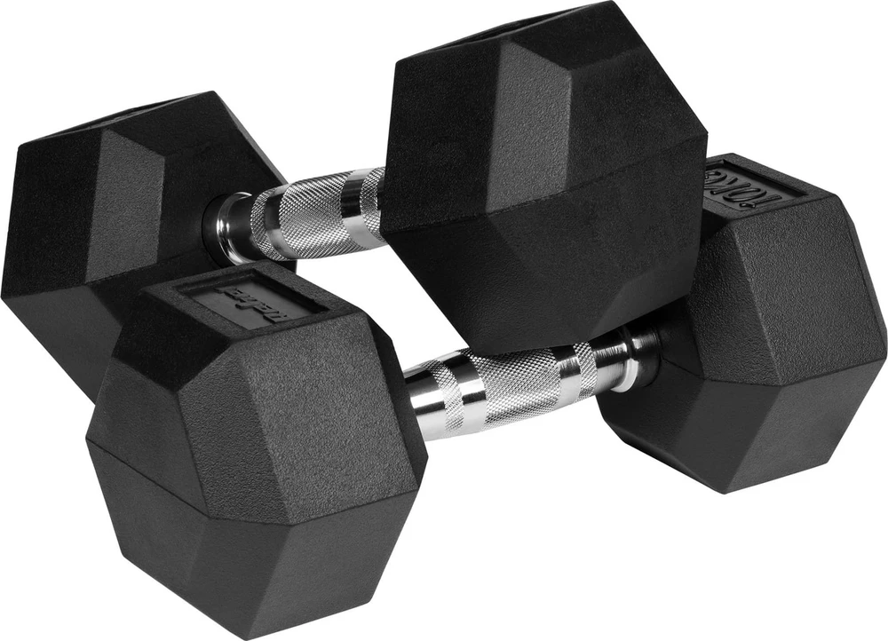 Gumuoti ketaus hanteliai HEX 2x10kg, REBEL ACTIVE